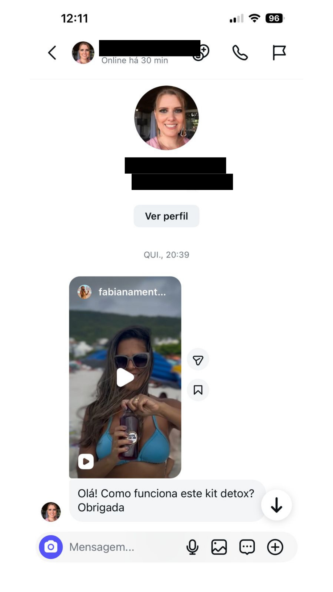 Pessoa pedindo informações sobre o Projeto Reset